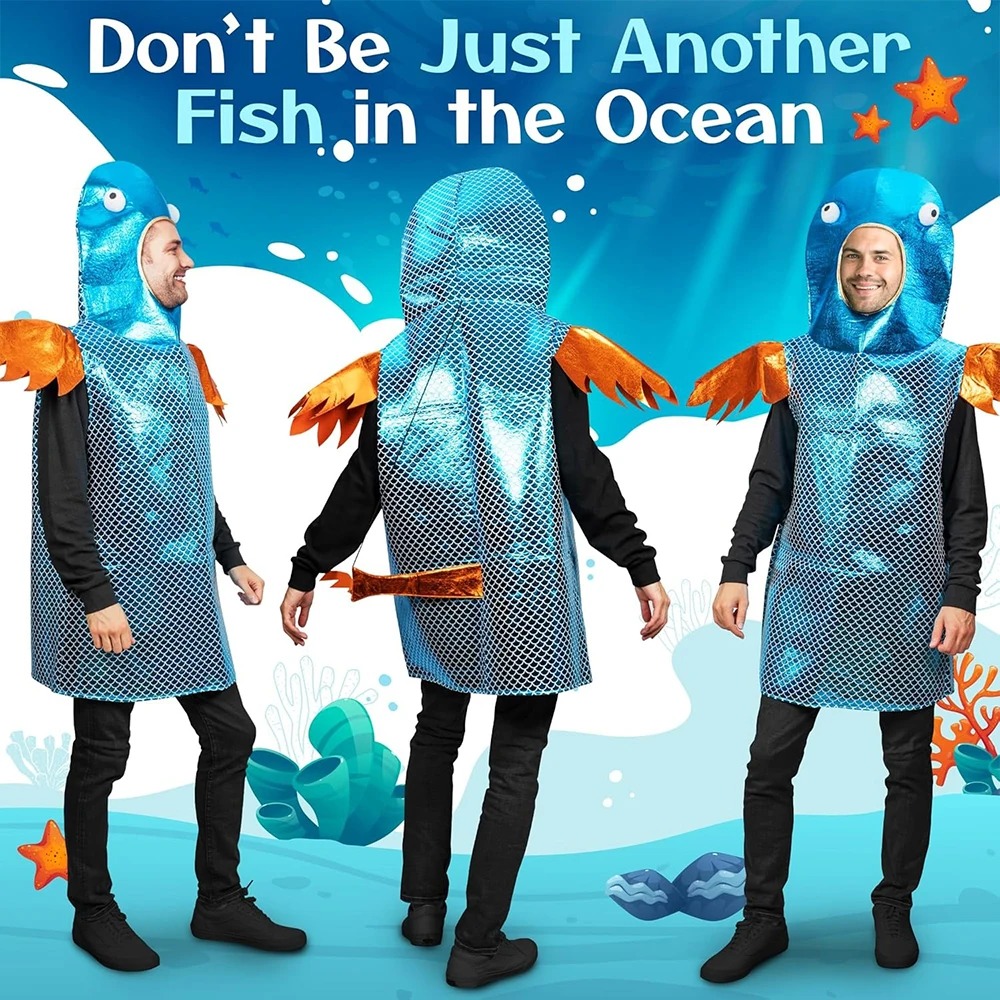 Aquarium Fish Yellow - Costume de poisson bleu brillant à
